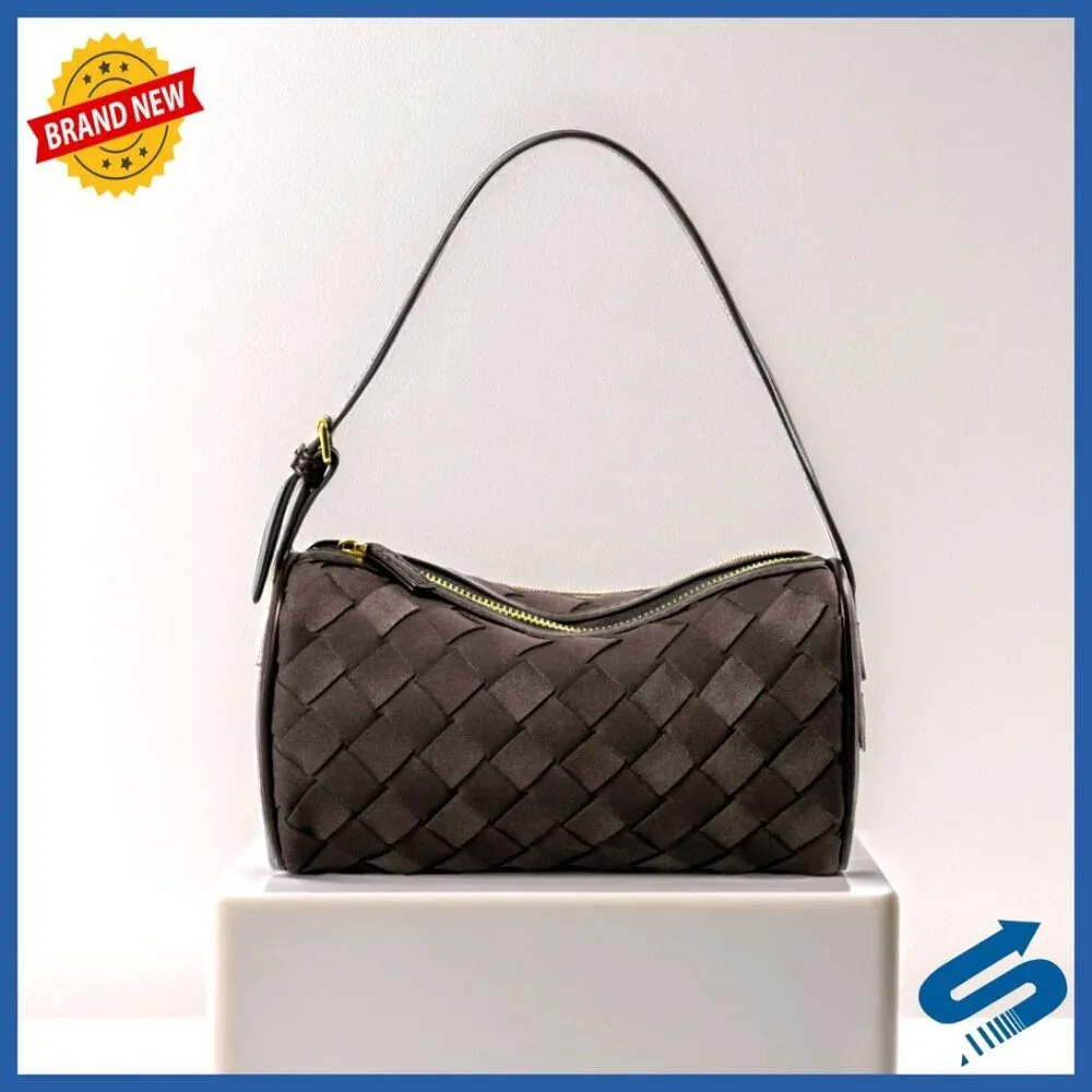 Mini Woven Leather Tote Handbag Vegan Hobo Crossbody Evening Bag